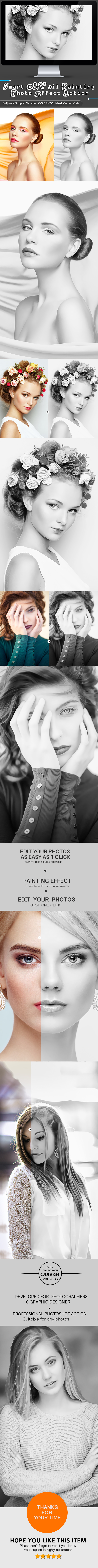 Smart B&W Oil Painting Photo Effect Action - Photo Effects Actions