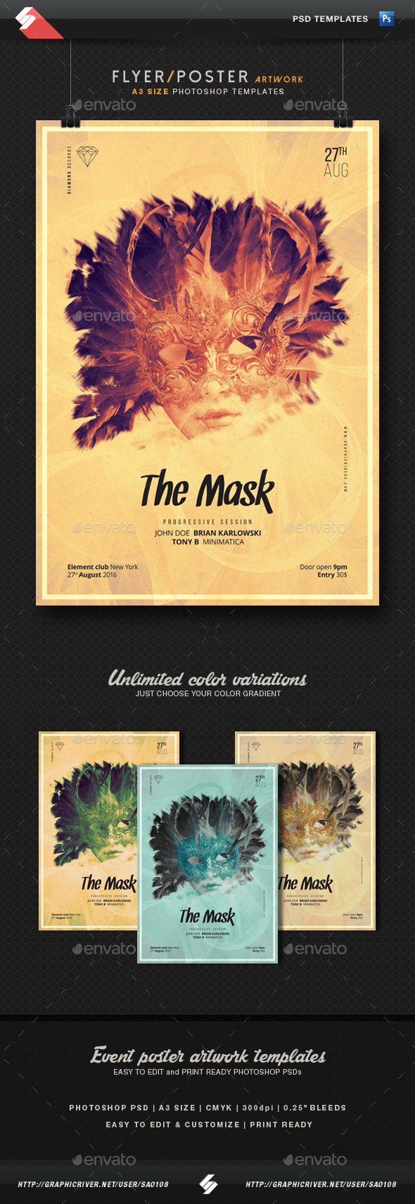 The Mask - Party Flyer Template A3 - Clubs & Parties Events