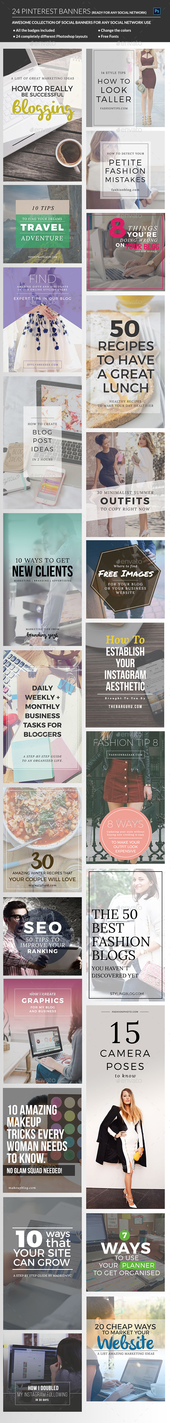 Pinterest & Instagram Banners - Social Media Web Elements