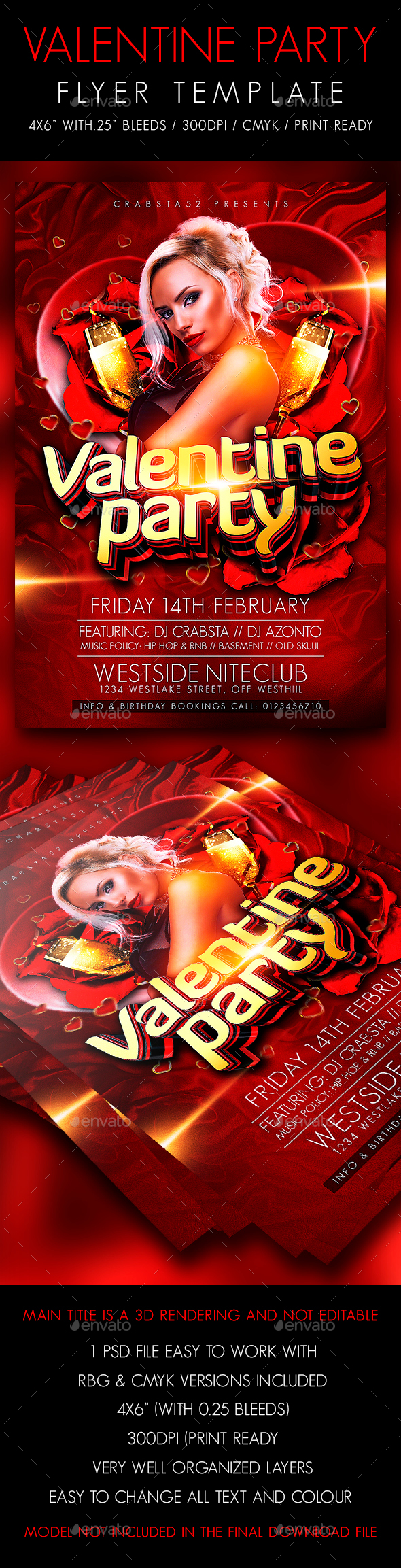 Valentine Party Flyer Template - Flyers Print Templates