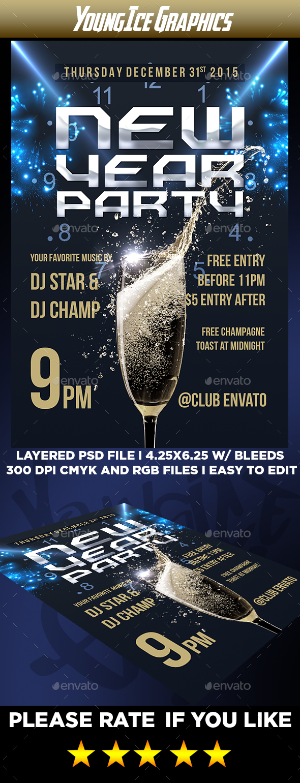 New Year Party Flyer Template - Clubs & Parties Events