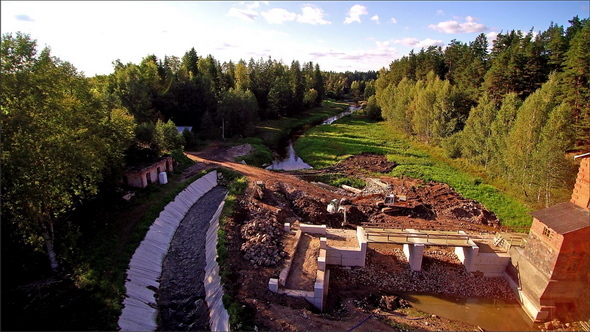 The View from the Sky of Kiidjarve Watermill in Estonia