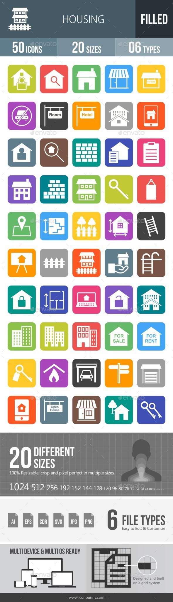 Housing Flat Round Corner Icons - Icons