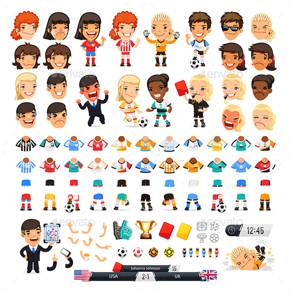 Set for Womens Soccer Project - People Characters