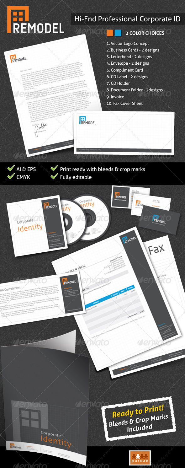 Professional Corporate ID - Remodel - Stationery Print Templates