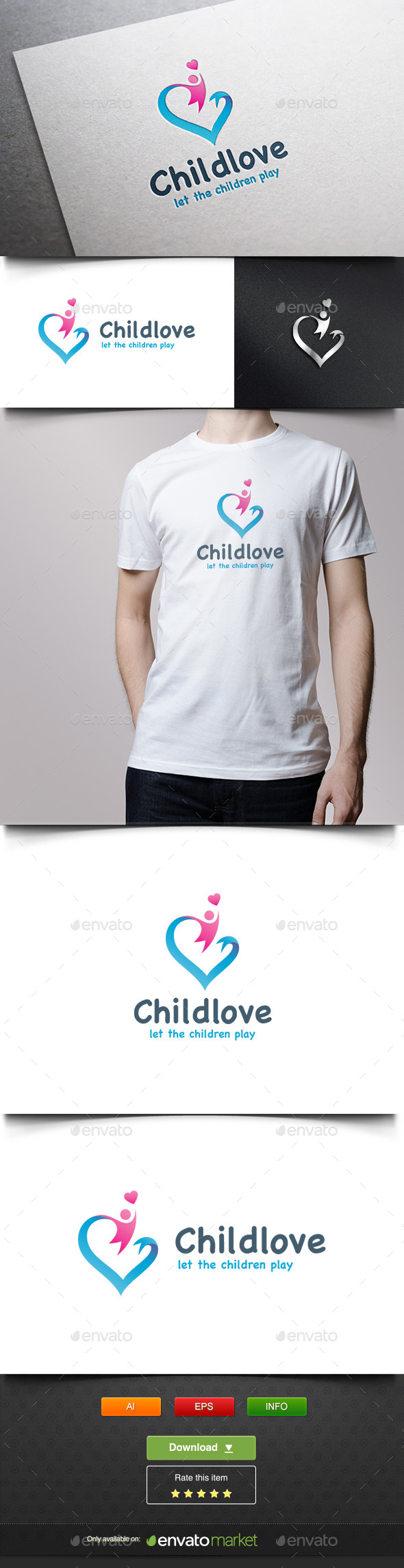 Child Playing Love - Humans Logo Templates