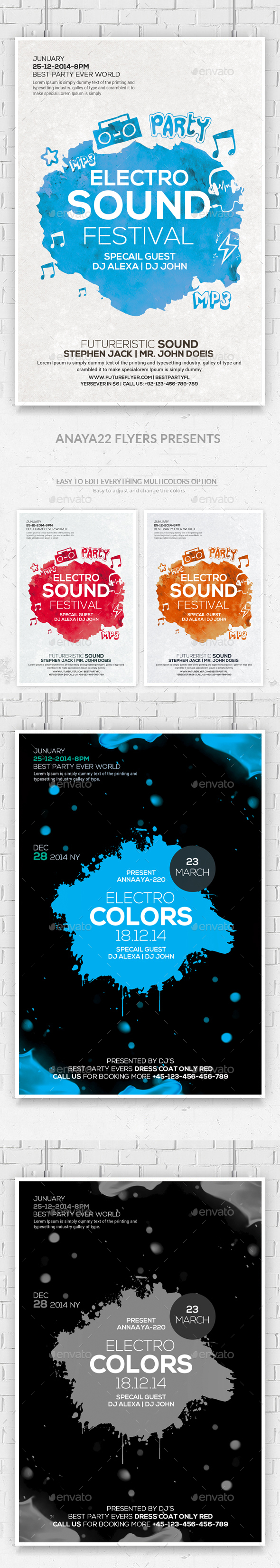Electro Music Flyers Bundle - Clubs & Parties Events