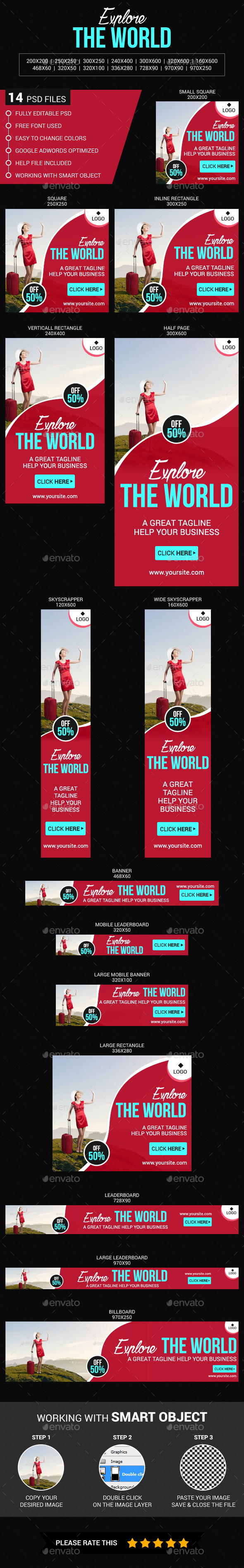 Explore The World - Banners & Ads Web Elements