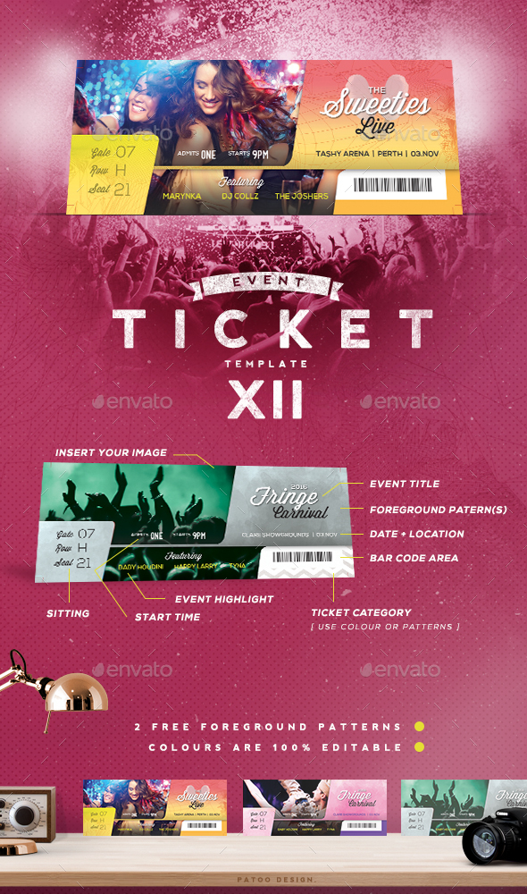 Event Tickets Template XII - Miscellaneous Print Templates
