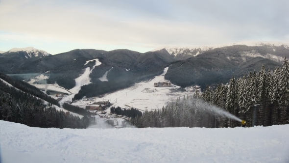 Clouds Moving Over The Mountains And Winter alt