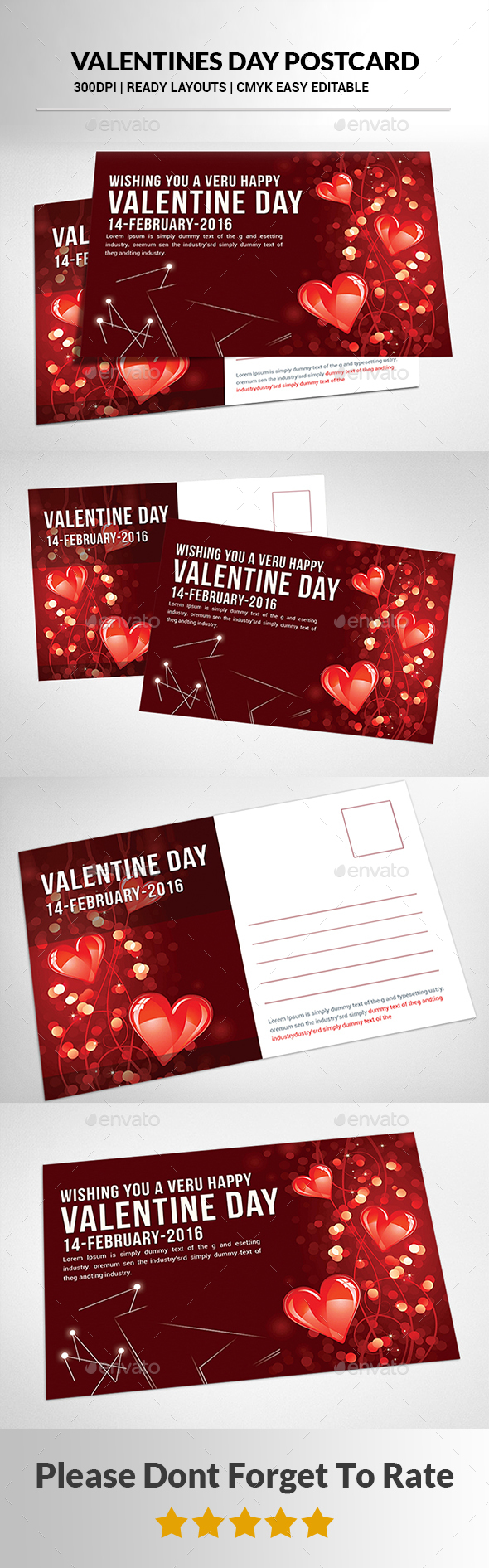 Valentines Day Postcard - Cards & Invites Print Templates