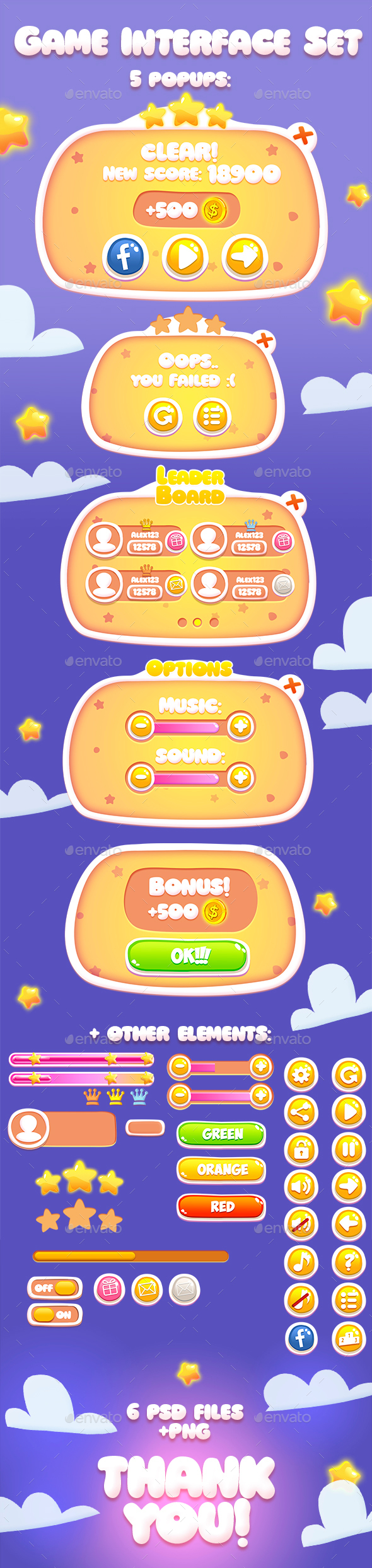 Casual Game Interface Kit - User Interfaces Game Assets