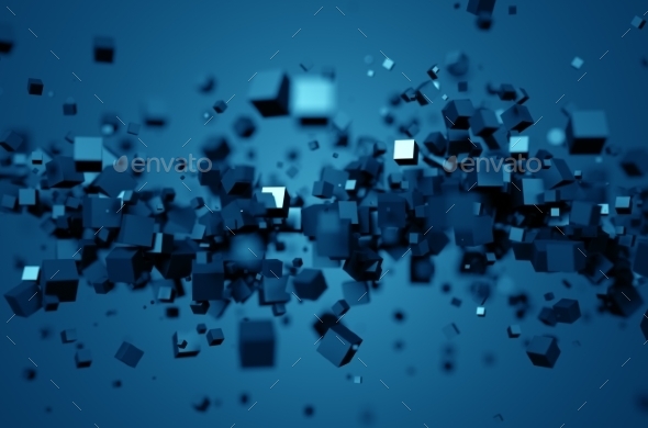 Abstract 3D Rendering Of Chaotic Cubes. - Abstract Backgrounds