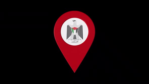 3D Rotating Pin Icon Animation With Palestine Coat Of Arms  Alpha Channel 2K alt