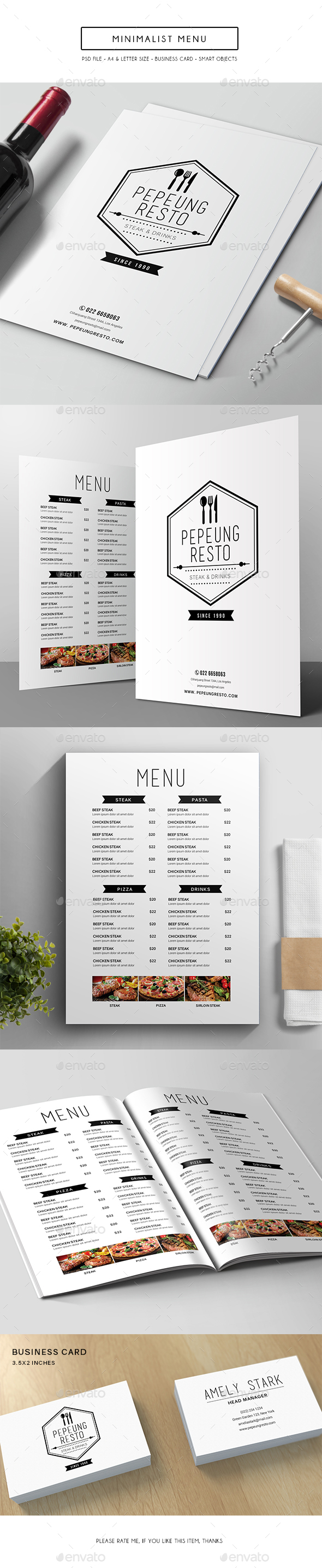 Minimalist Menu - Food Menus Print Templates