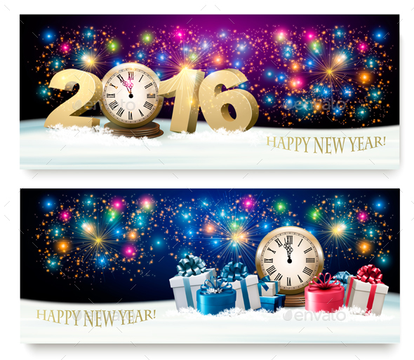 Happy New Year Banners with 2016 - New Year Seasons/Holidays