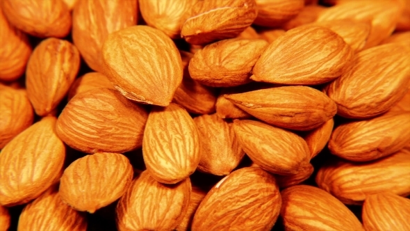 Pile Of Almond Nuts Spinning Slowly
