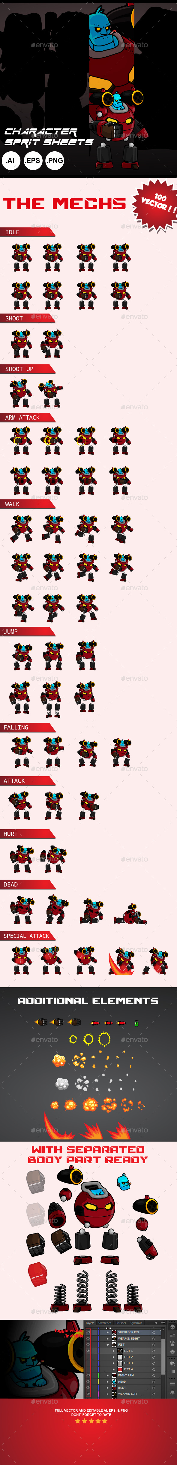 Character Sprites-The Mechs - Sprites Game Assets