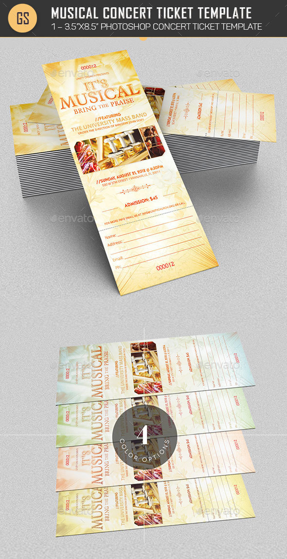Musical Concert Ticket Template - Miscellaneous Print Templates