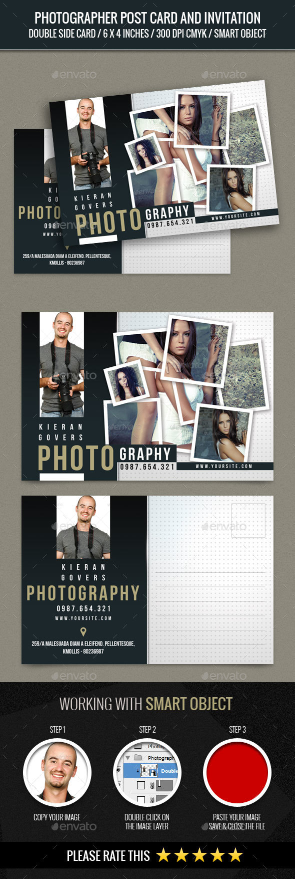 Photographer and Photography Post Card - Cards & Invites Print Templates