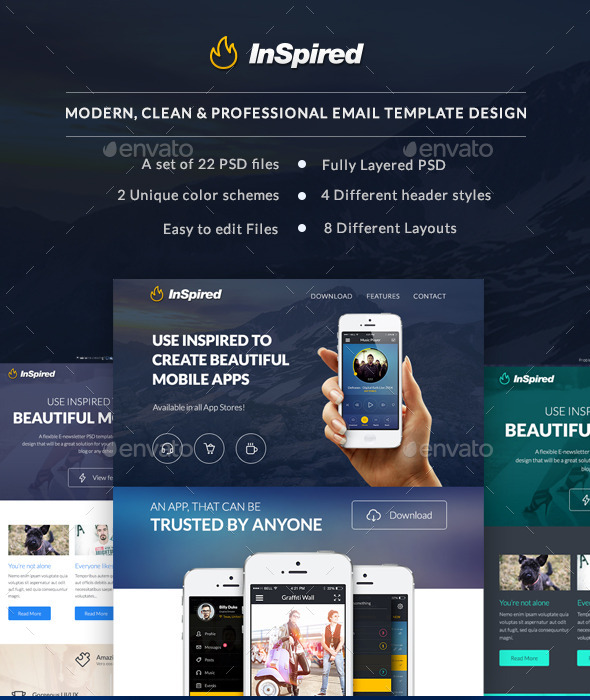 Inspired - Multi Purpose E-Newsletter PSD - E-newsletters Web Elements