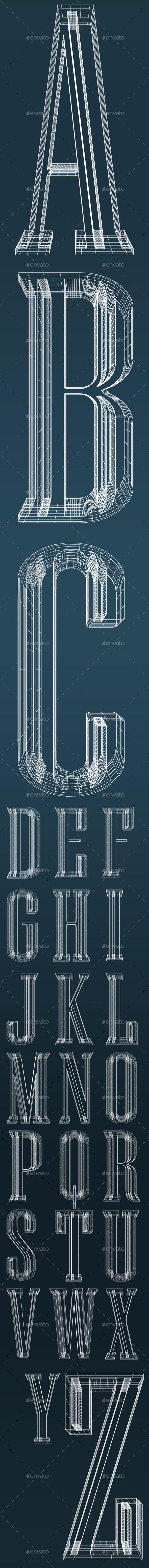 Wired Fonts - Text 3D Renders