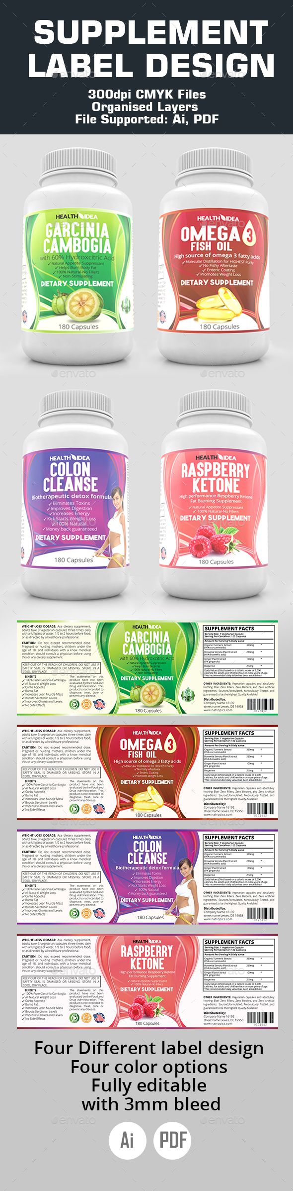 Supplement Label Templates - Packaging Print Templates