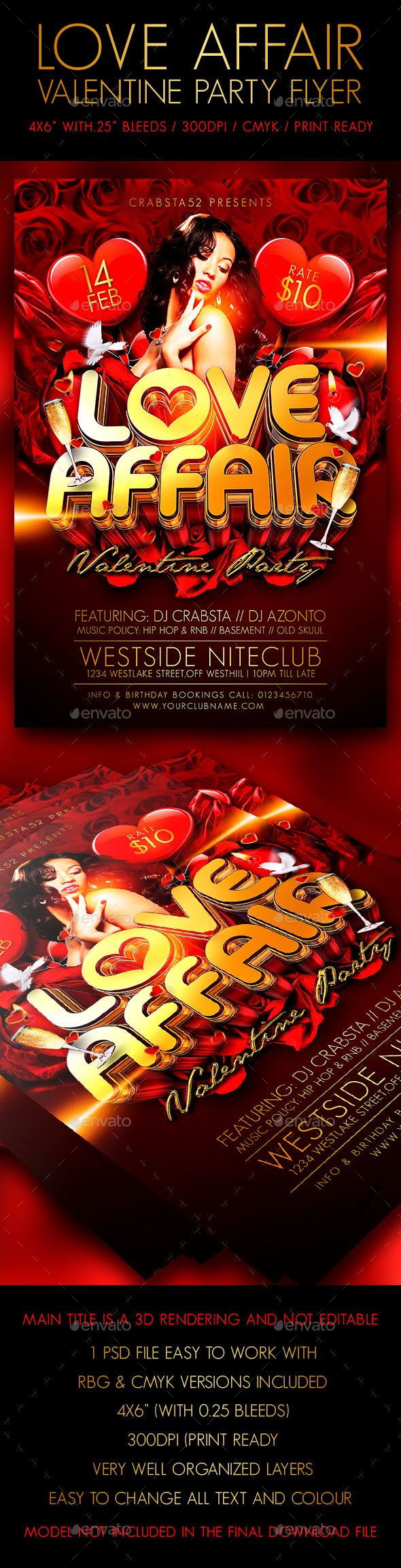 Love Affair Valentine Party Flyer - Clubs & Parties Events