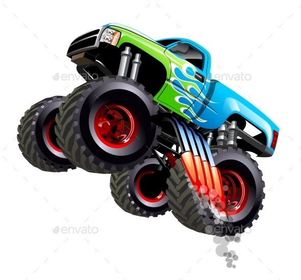 Cartoon Monster Truck - Man-made Objects Objects