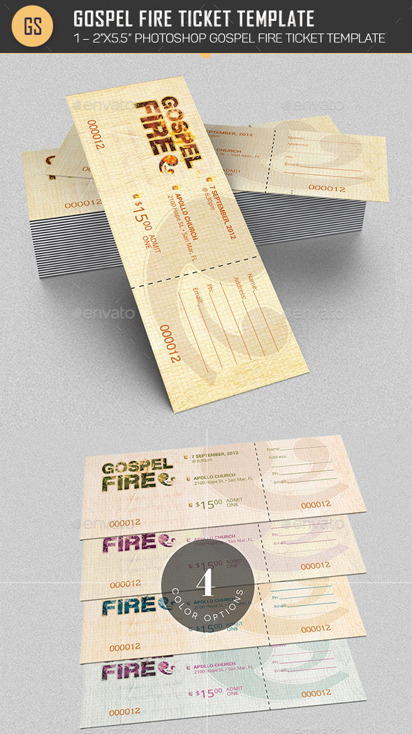 Gospel Fire Ticket Template - Miscellaneous Print Templates