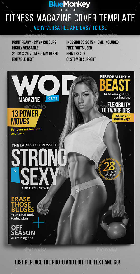 Fitness Magazine Cover Template - Magazines Print Templates