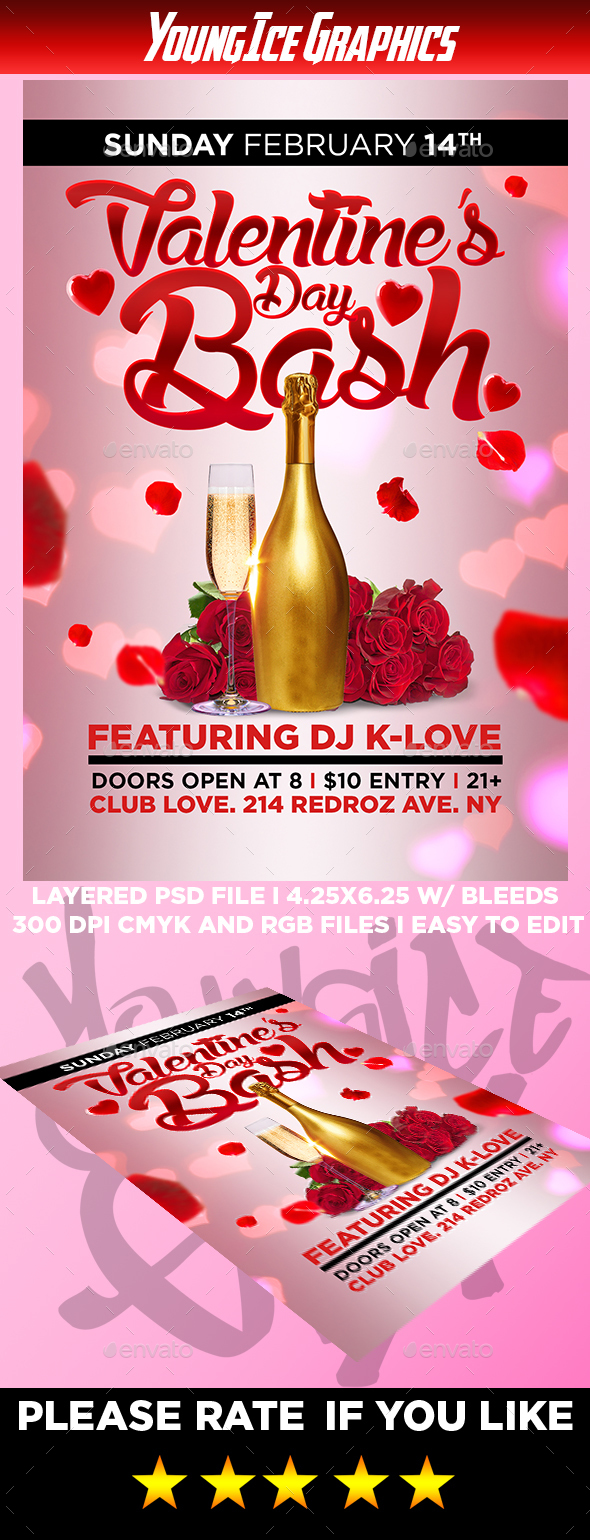 Valentines Bash Flyer Template - Clubs & Parties Events
