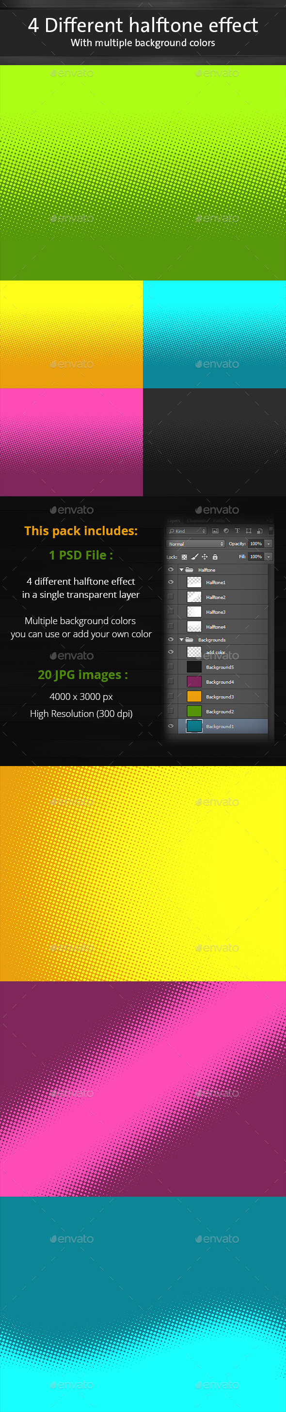 4 Halftone backgrounds - Abstract Backgrounds