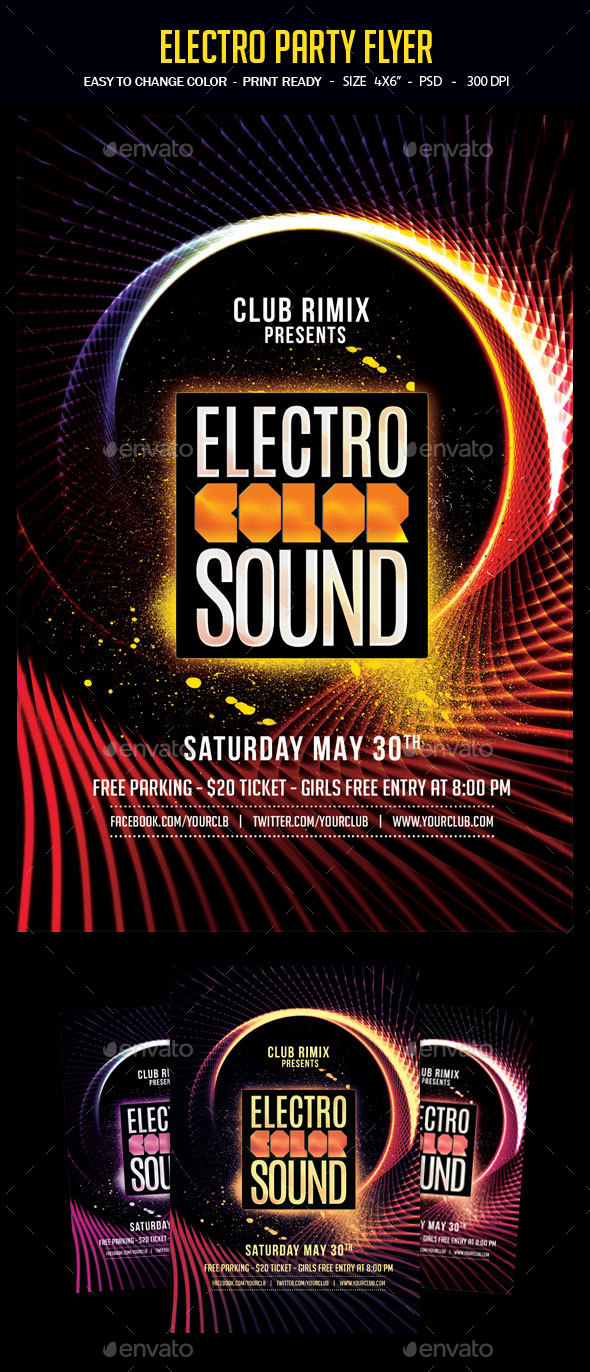Electro Party Flyer - Clubs & Parties Events