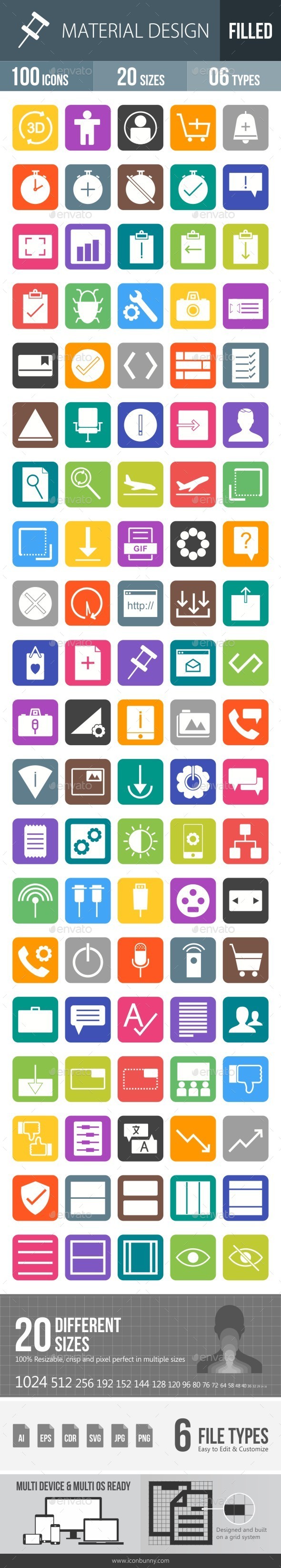 Material Design Flat Round Corner Icons - Icons