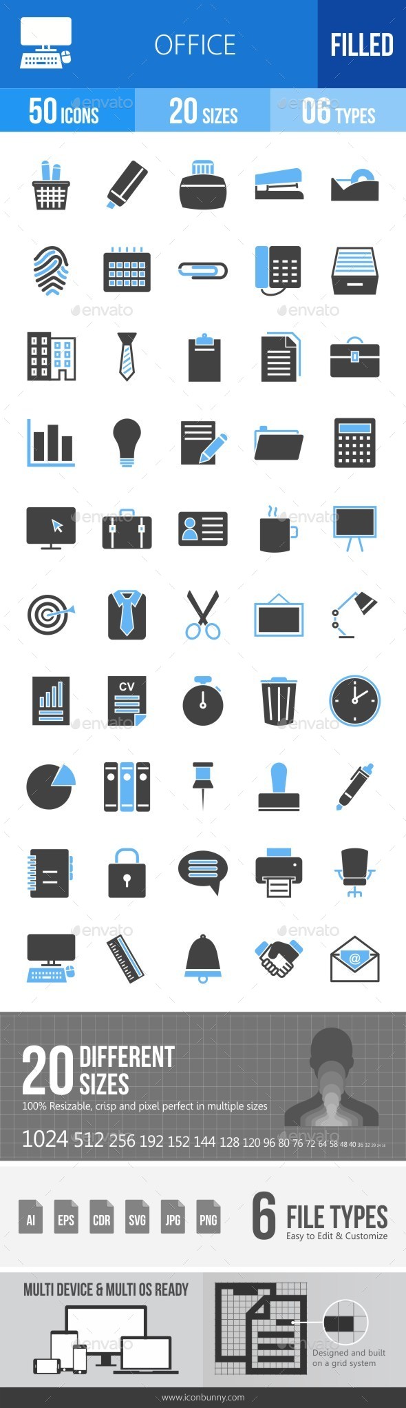 Office Blue & Black Icons - Icons