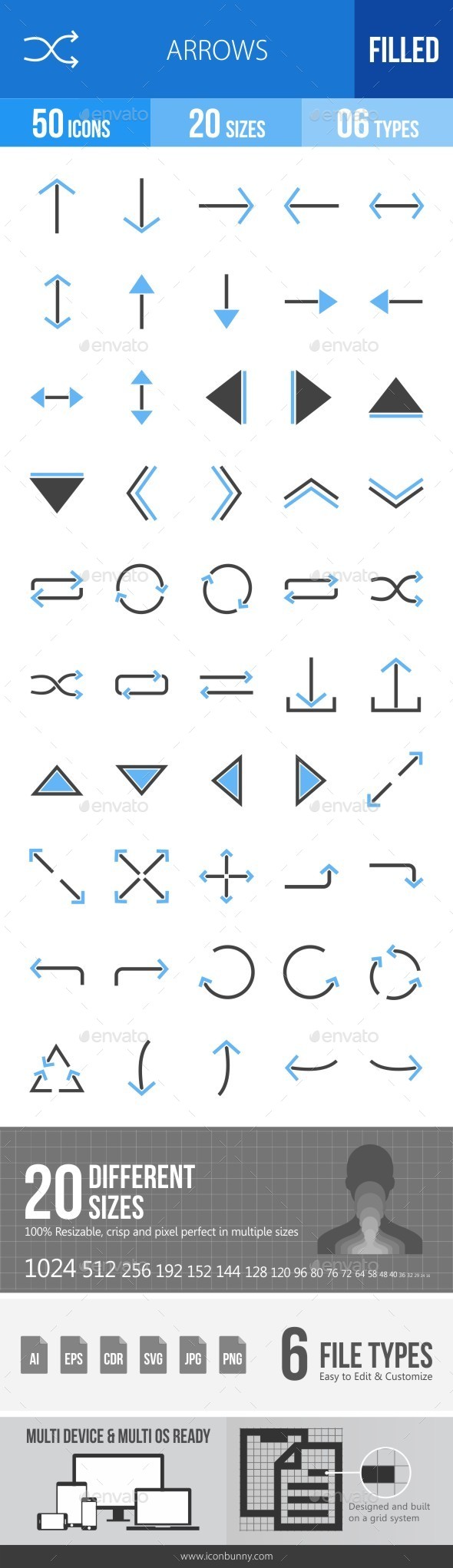 Arrows Blue & Black Icons - Icons