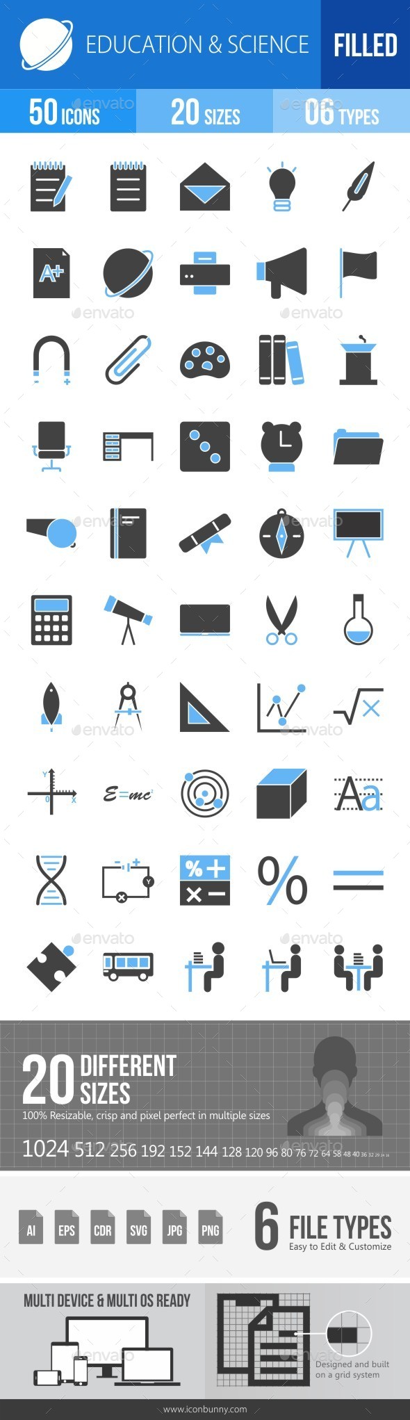 Education & Science Blue & Black Icons - Icons