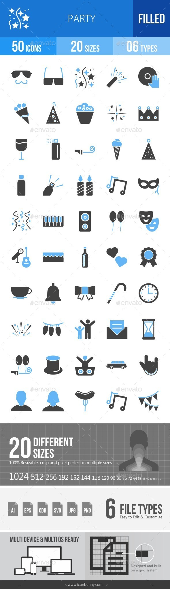 Party Blue & Black Icons - Icons
