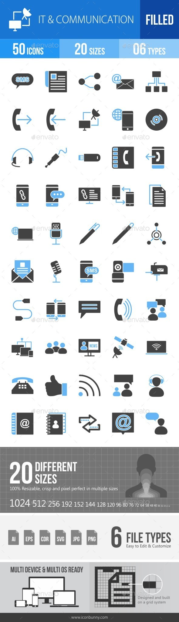 IT & Communication Blue & Black Icons - Icons