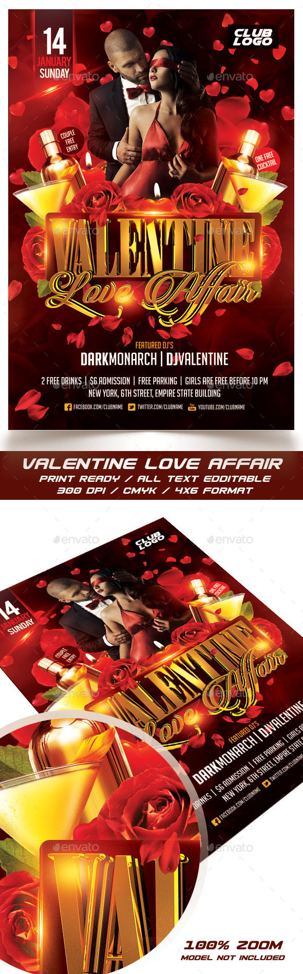Valentine Love Affair Flyer - Events Flyers