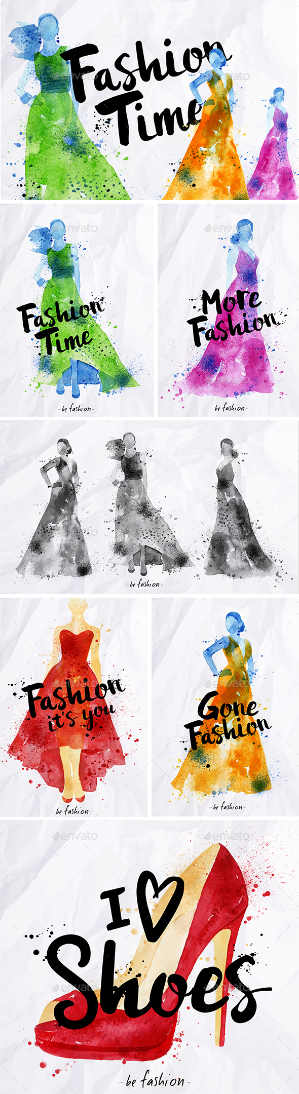 Watercolor Fashion Elements - Miscellaneous Characters