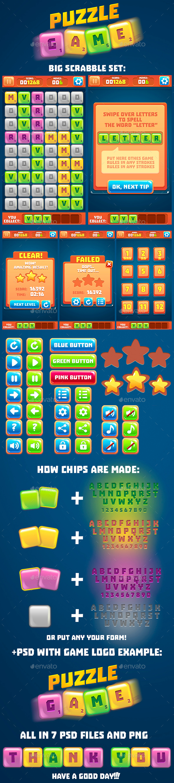Words Puzzle Game Set with GUI (Full Version) - Game Kits Game Assets