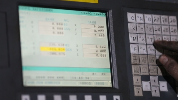 Operator Presses On The Keyboard Of The Machine, Stock Footage | VideoHive