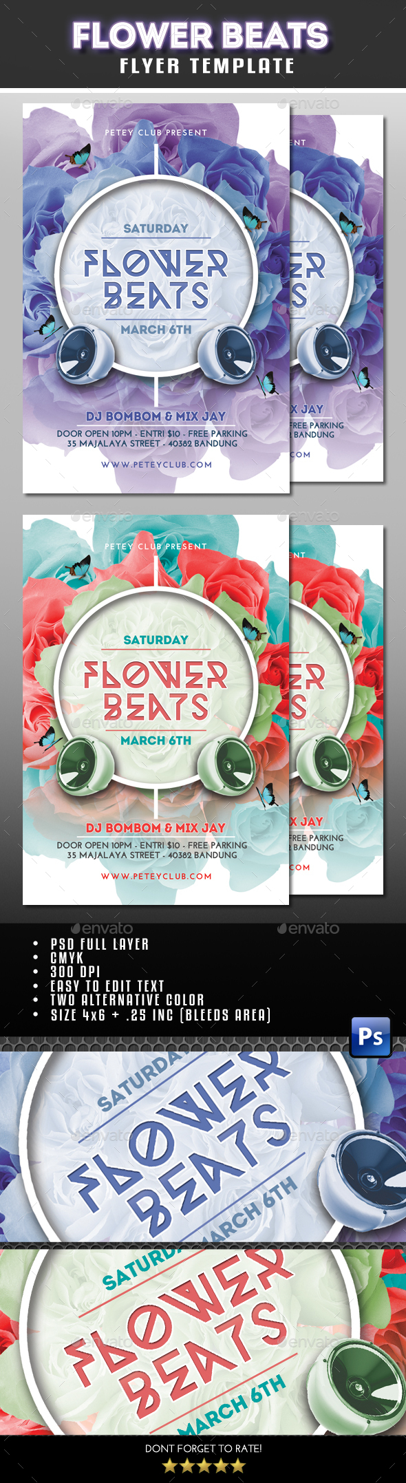 Flower Beats Flyer - Clubs & Parties Events