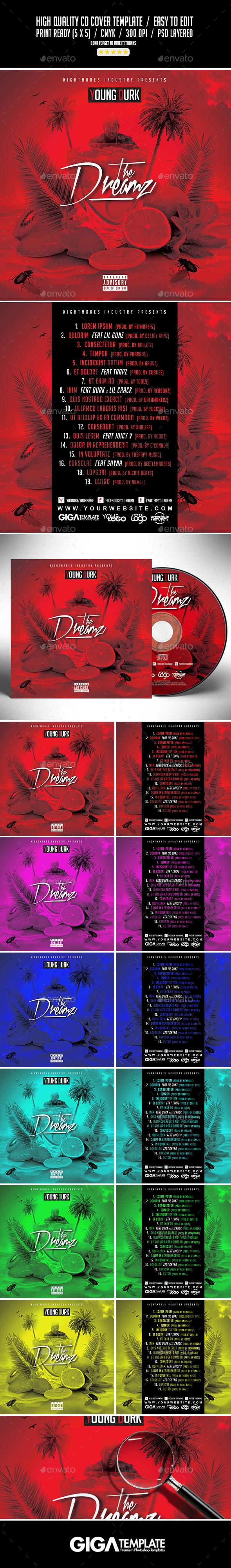 The Dreamz | Hip-Hop Mixtape Album CD Cover Template - CD & DVD Artwork Print Templates