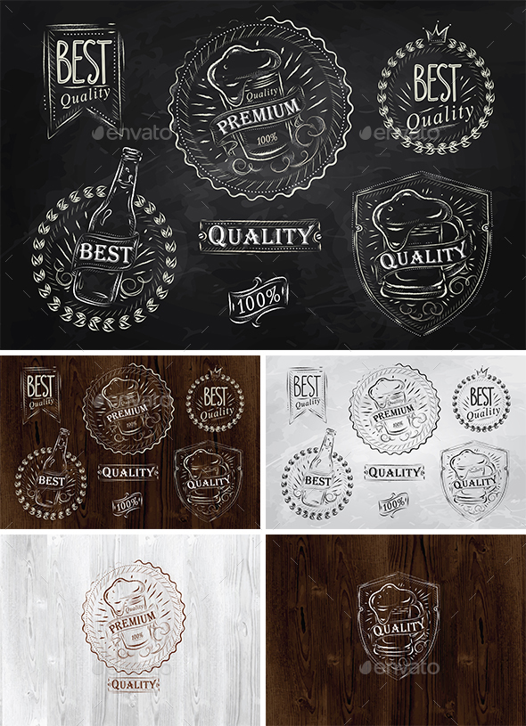 Vintage Beer Elements - Badges & Stickers Web Elements