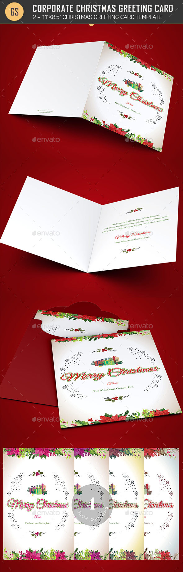 Retro Christmas Greeting Card Template