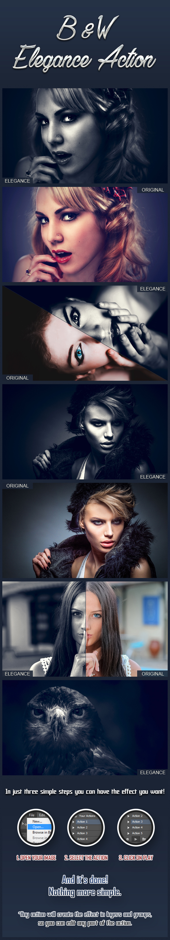 B&W Elegance Action - Photo Effects Actions