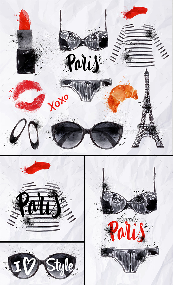 Watercolor Modern Elements - Travel Conceptual